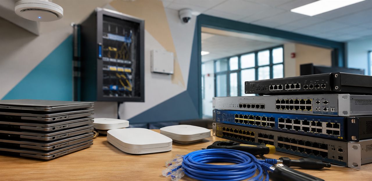 Network switches, access points and managed laptops